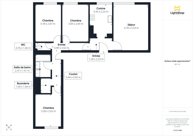 Appartement de 71.0 m² à Clichy
