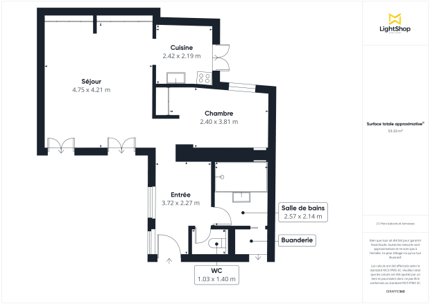 Appartement de 55.03 m² à Paris