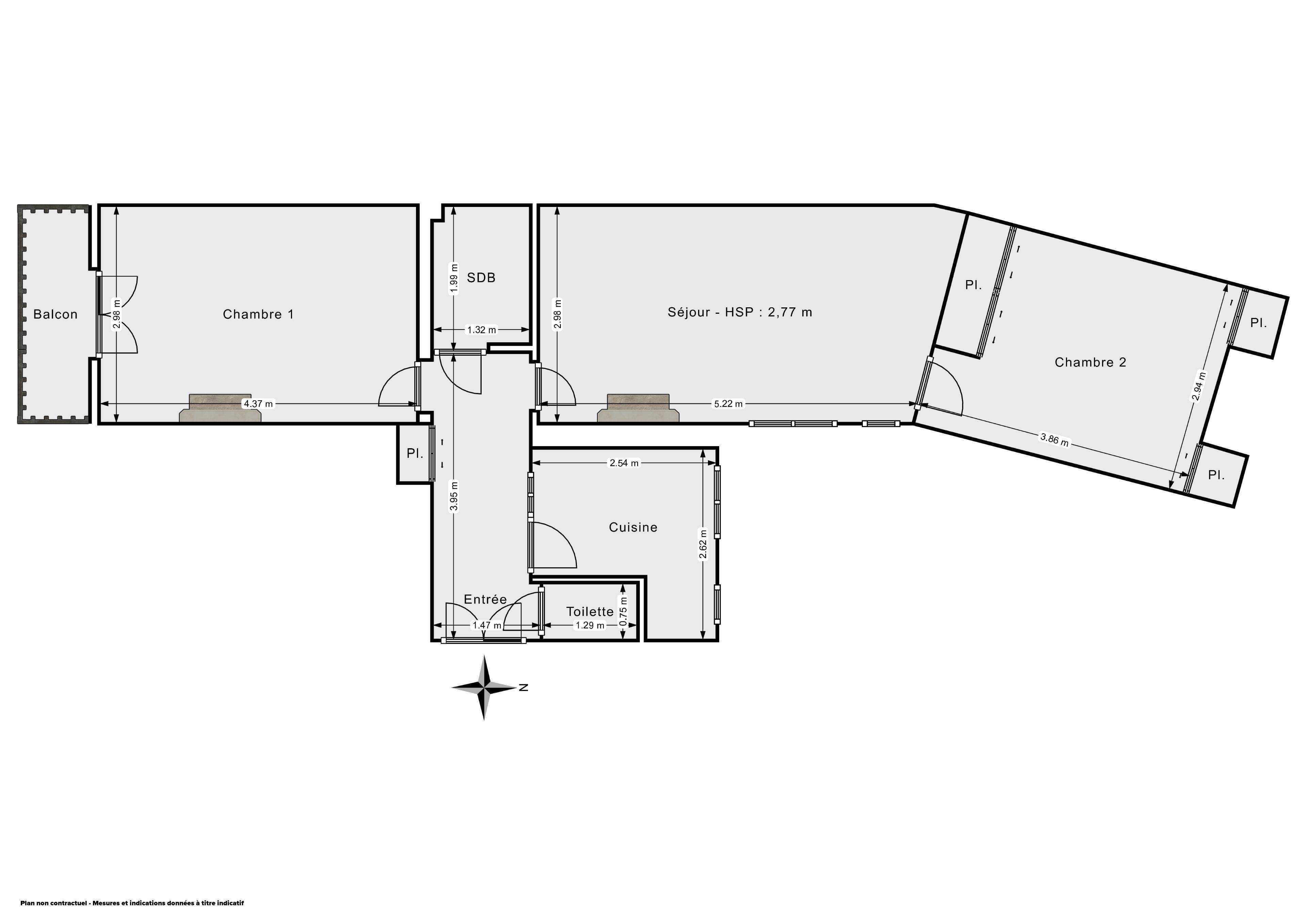 Bel Appartement de 56.8 m2 Rue Lamarck Paris 18ème