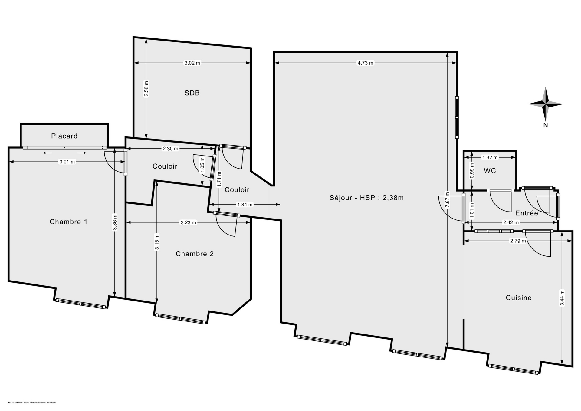 Magnifique Appartement de 81 m² Lumineux, charme de l'ancien, calme