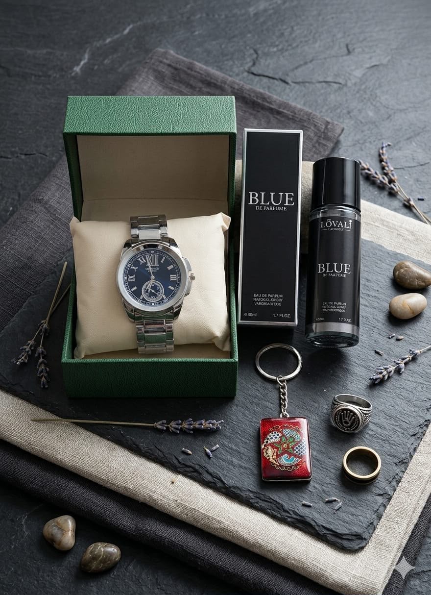Luxury Men's Gift Set – Watch, Perfume & Accessories