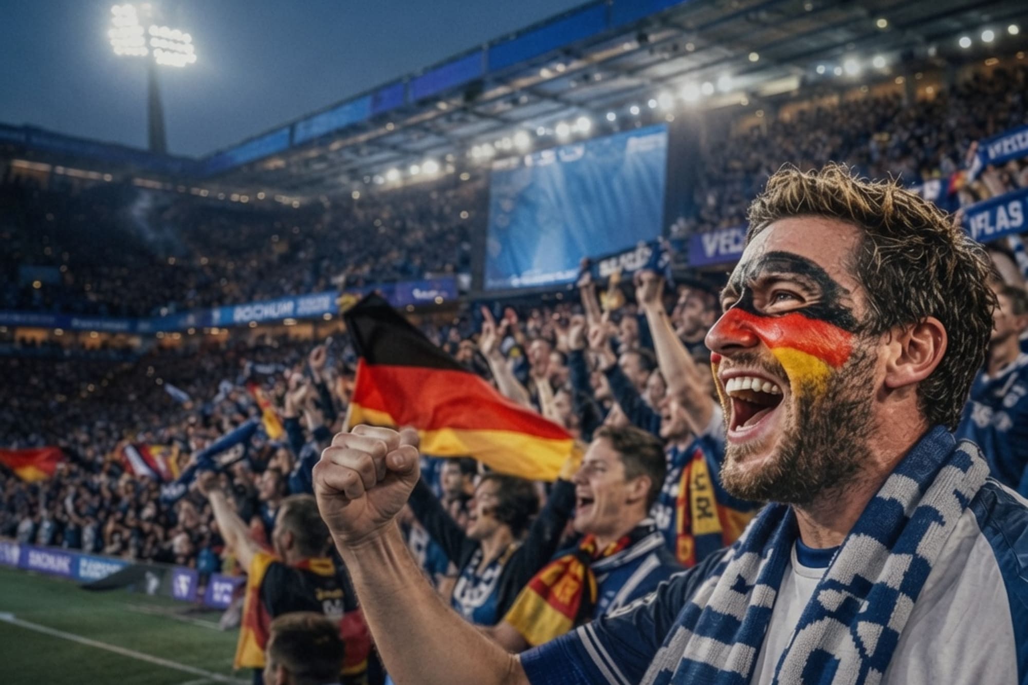 Fan im Stadion, Deutschland-Merch an
