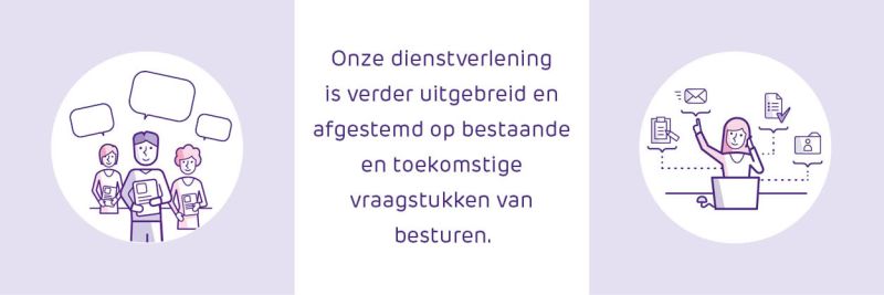 Onze dienstverlening is verder uitgebreid en afgestemd op bestaande en toekomstige vraagstukken van besturen.