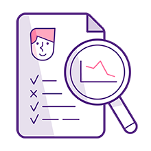 illustratie document met vergrootglas