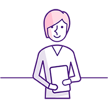 Illustratie van persoon met document in handen