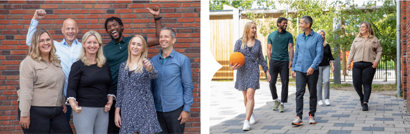 collage teams blije leerkrachten op een school 