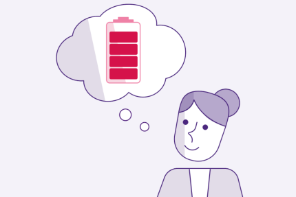 illustratie vrouw met opgeladen batterij dankzij jobcrafting