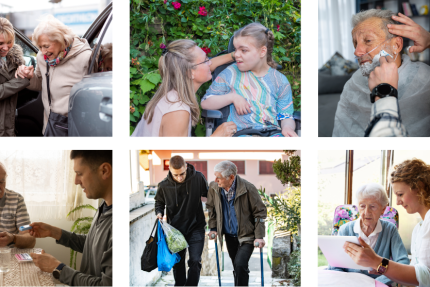 collage van situaties waarin mantelzorg verleend wordt