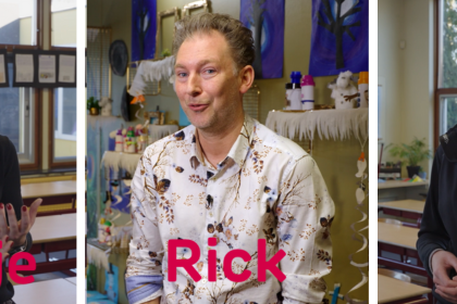 Portretten van Boukje, Rick en Lise van de Dorpsschool Halle