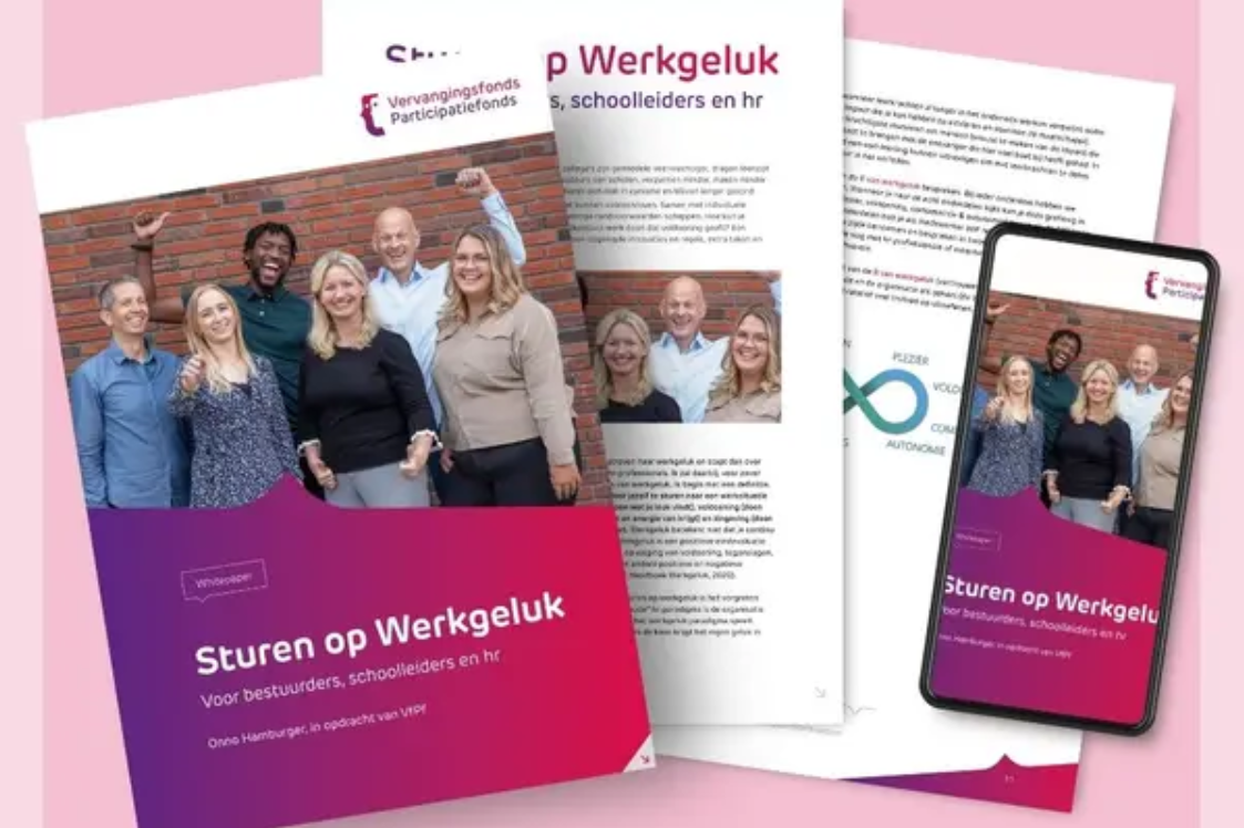 Whitepaper mock-up Sturen op werkgeluk voor bestuurders, schoolleiders en HR