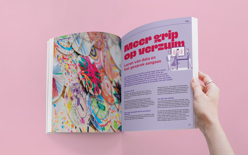 Preview van een pagina over verzuim en data in het magazine 
