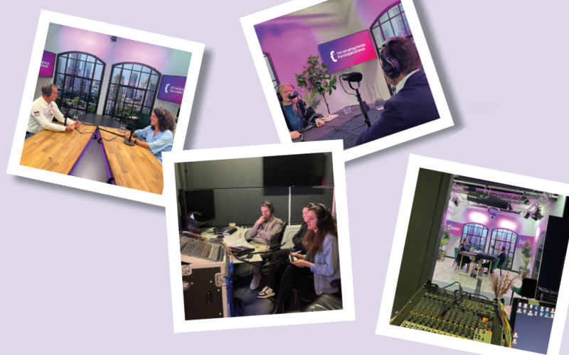 PO praat polaroids met beelden van achter de schermen bij opnames van PO praat de podcast