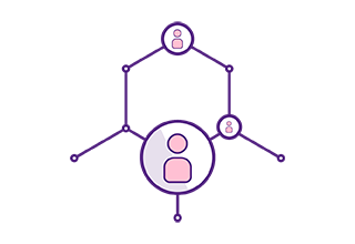 illustratie poppetjes die zijn verbonden met elkaar door lijnen
