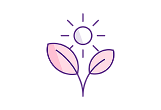 Illustratie twee blaadjes met zon ertussen