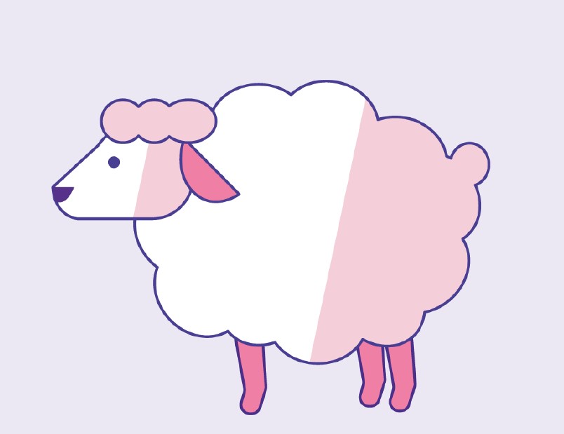 tekening van een schaap met drie poten