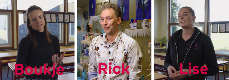 portretten van boukje, rick en lise van de dorpsschool halle