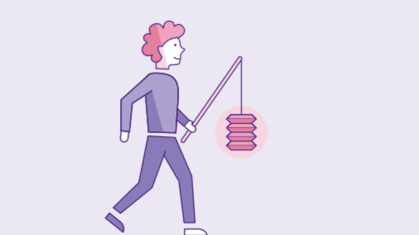 poppetje die een lampion vasthoudt voor sint maarten