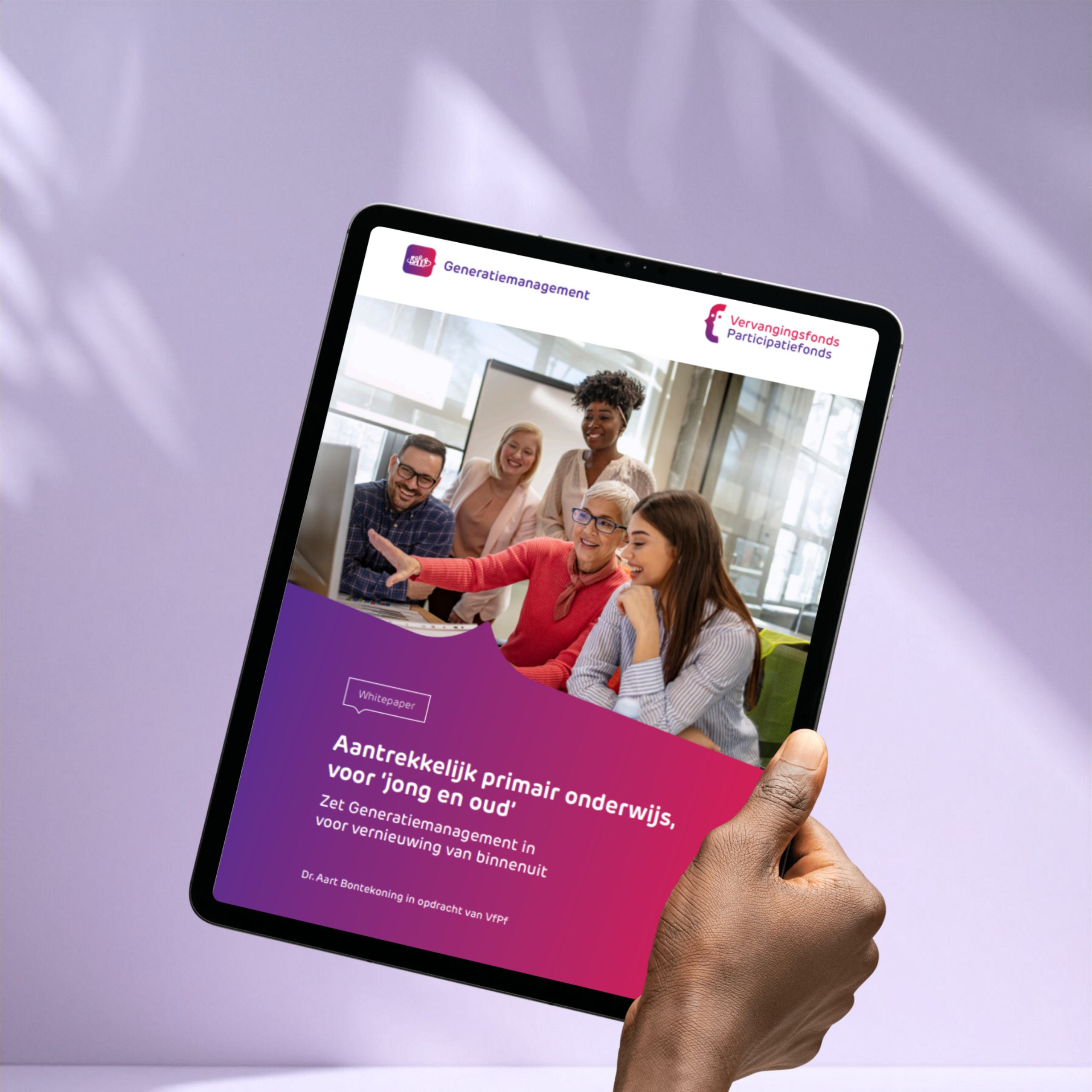 mockup van whitepaper generatiemangement op ipad