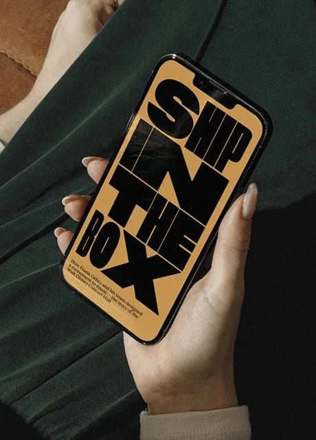 Ship In The Box editorial typography and bold brand aesthetics