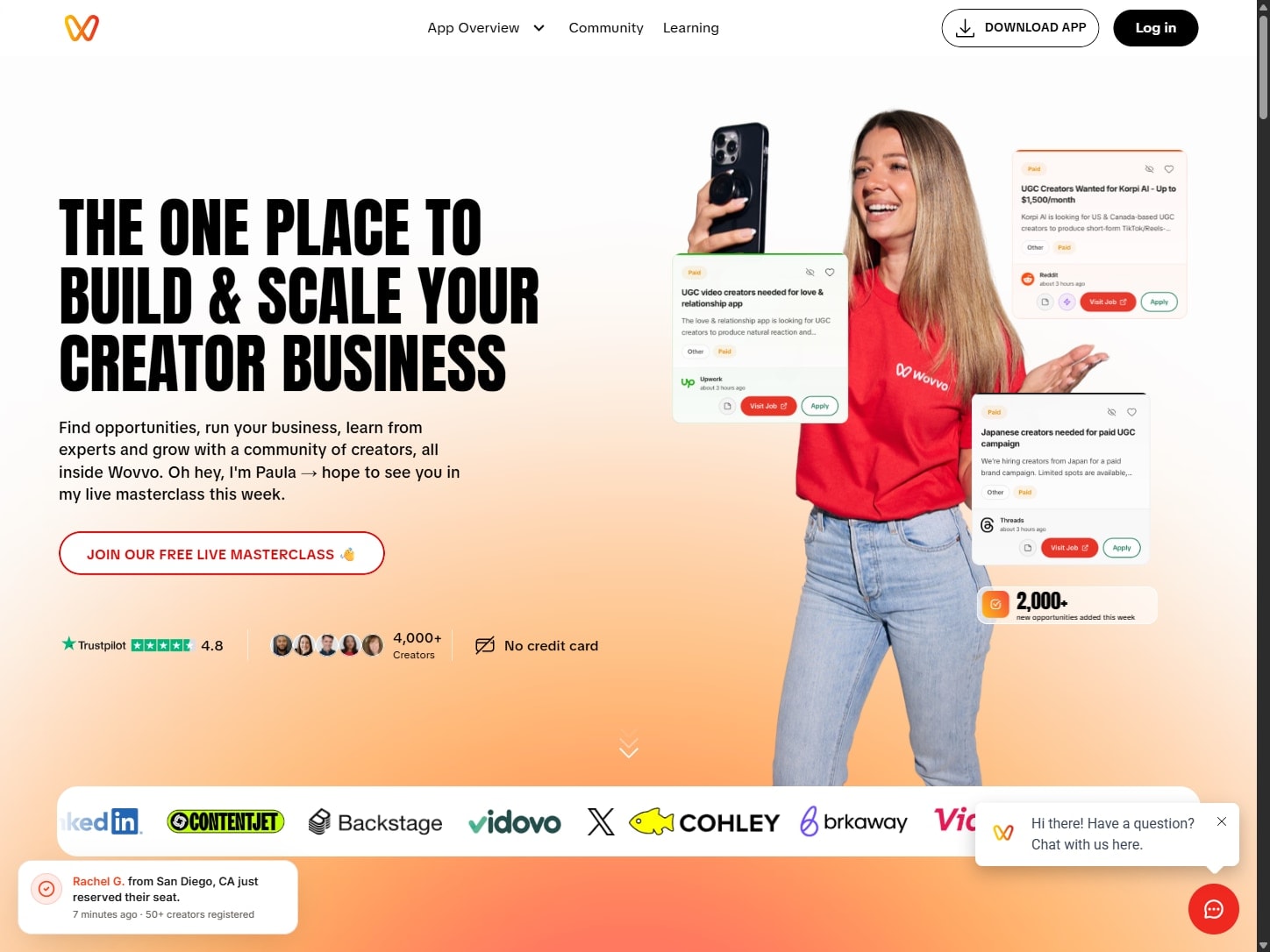 Showcase preview of Wovvo creator economy platform and web application