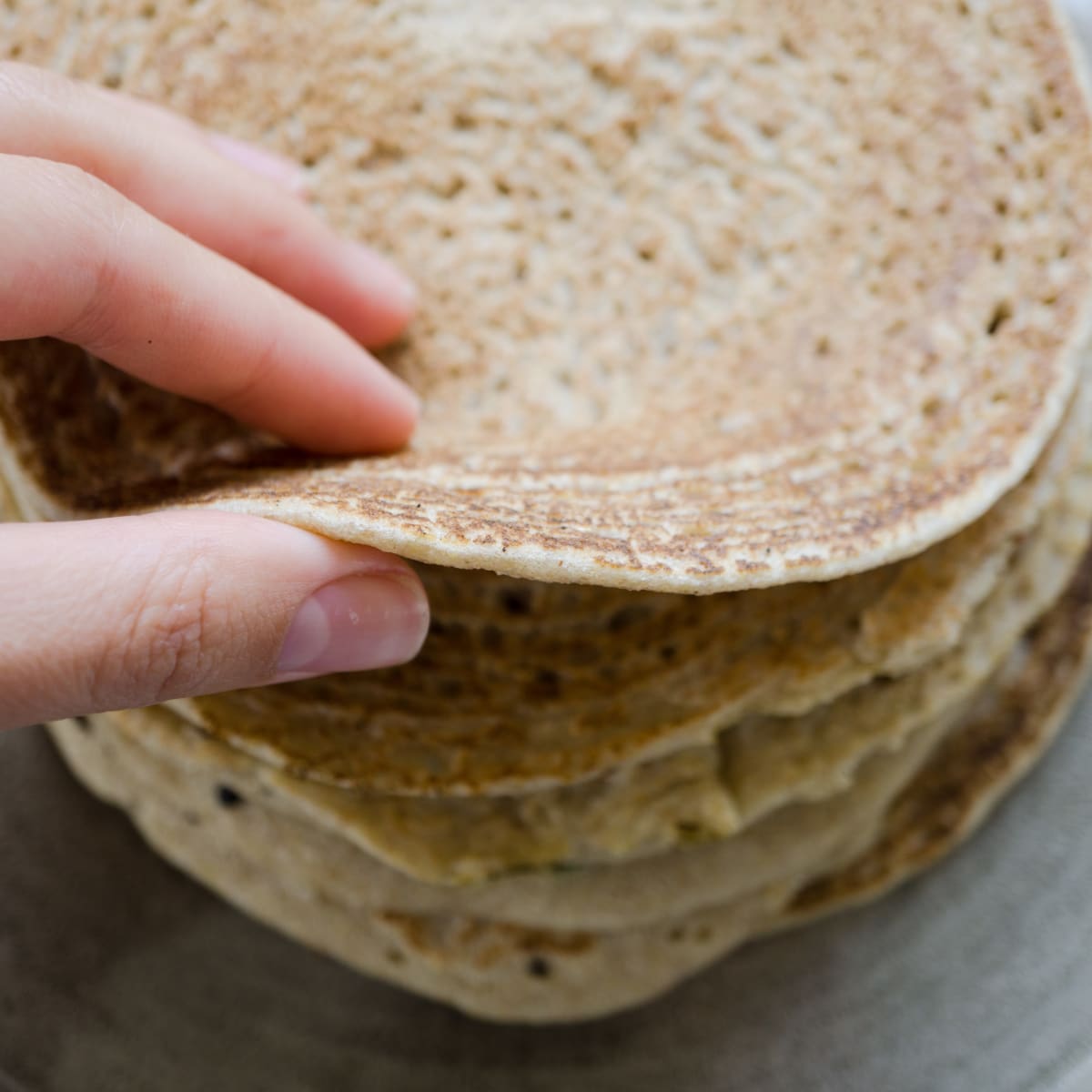 a stack of gluten free pita bread