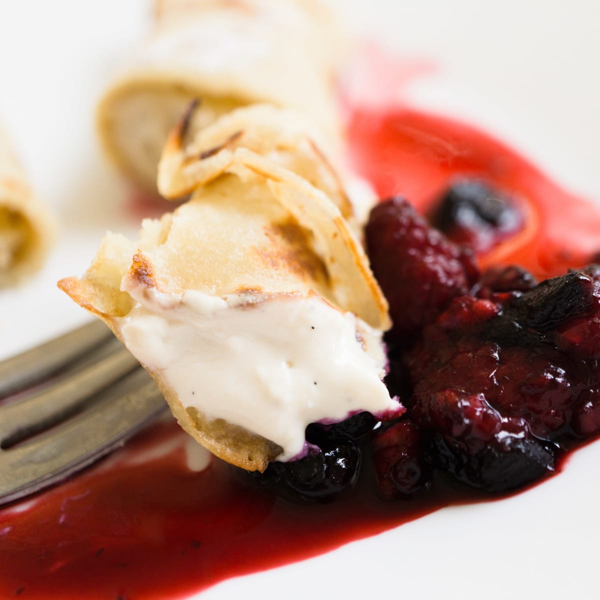 vegan gluten-free blintzes with berries