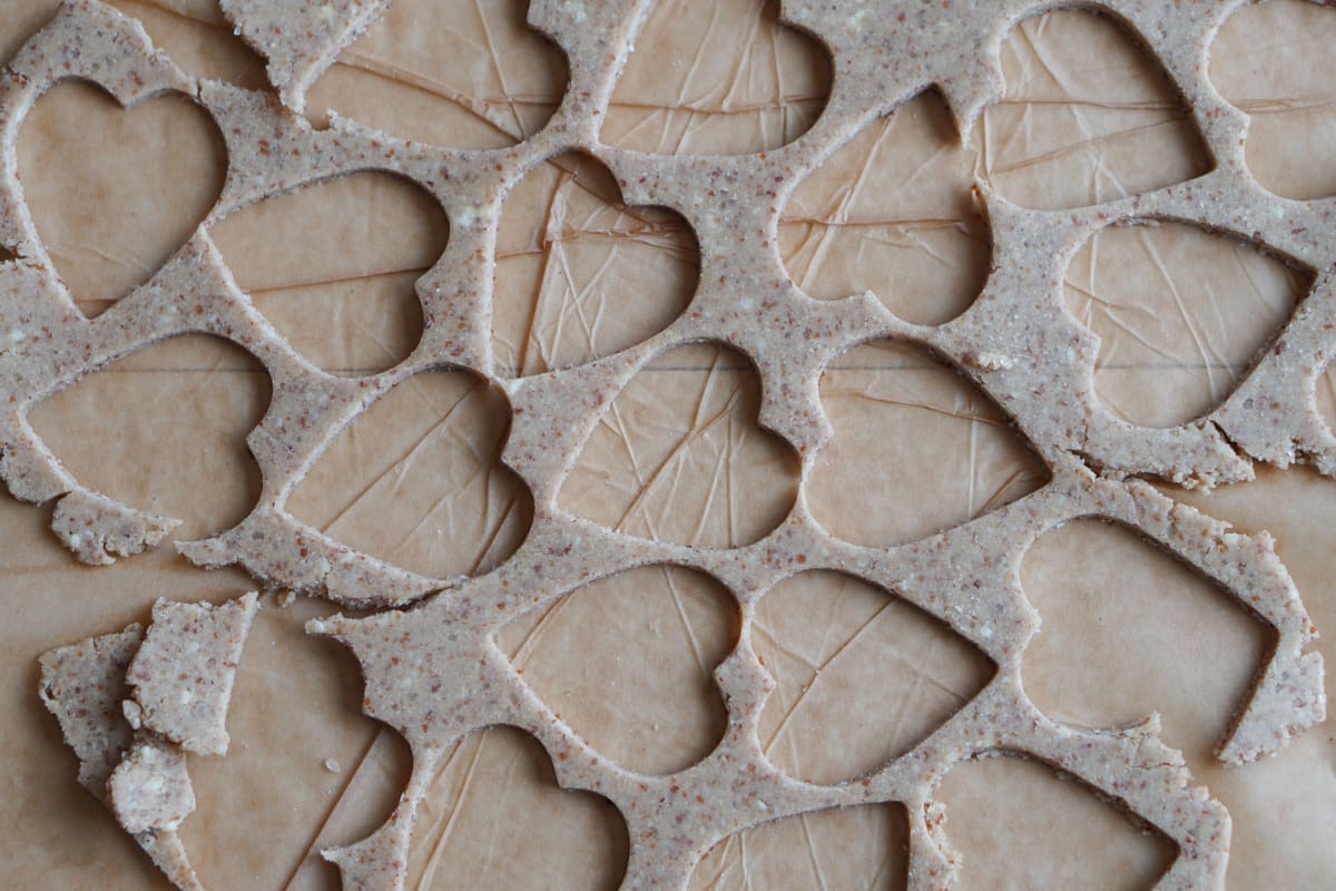 heart shaped dough cutouts