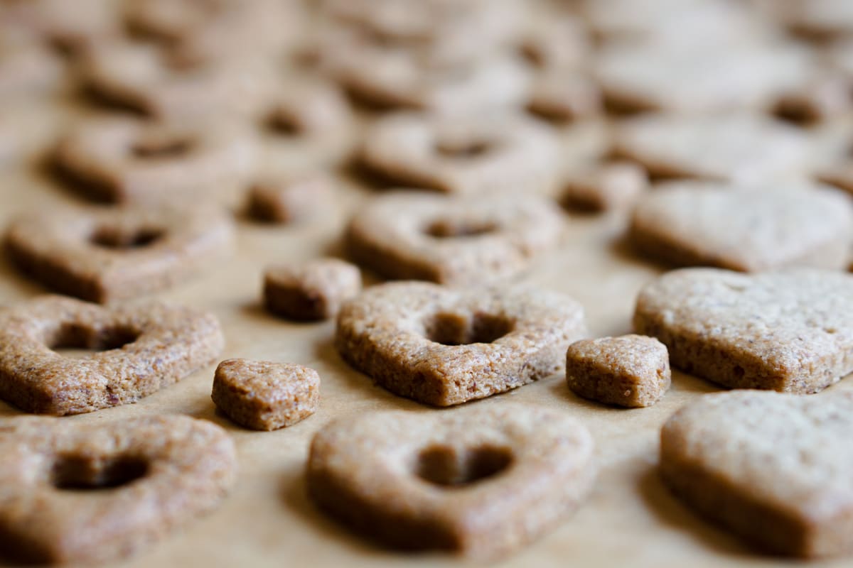 heart shaped cookies after baking