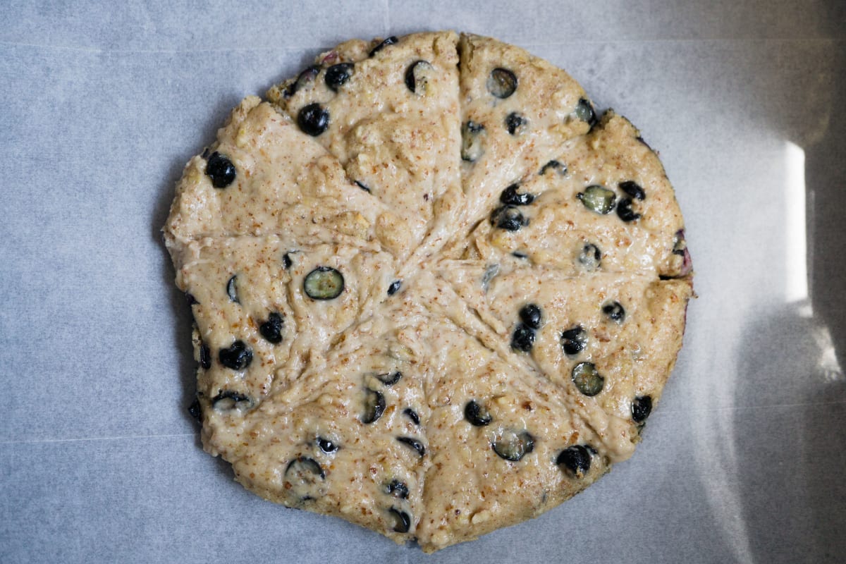 vegan blueberry scones before baking