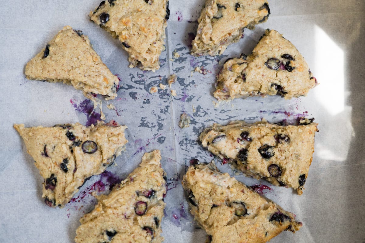 The vegan blueberry scones after 10 minutes baking