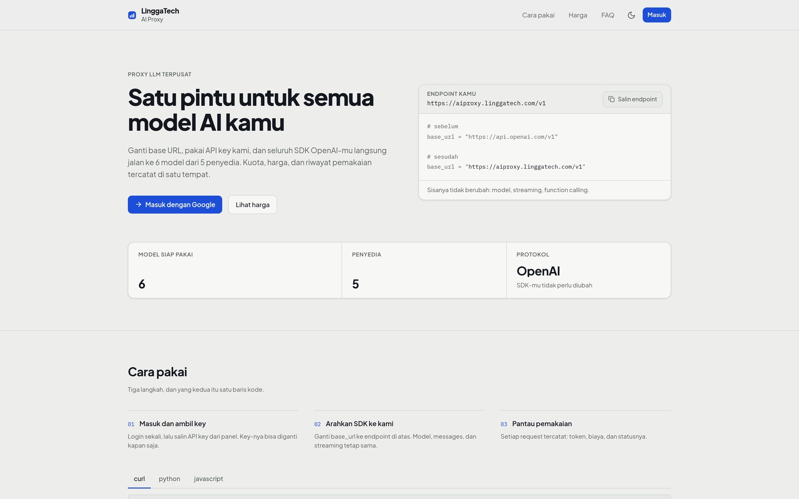 Tampilan AI Proxy