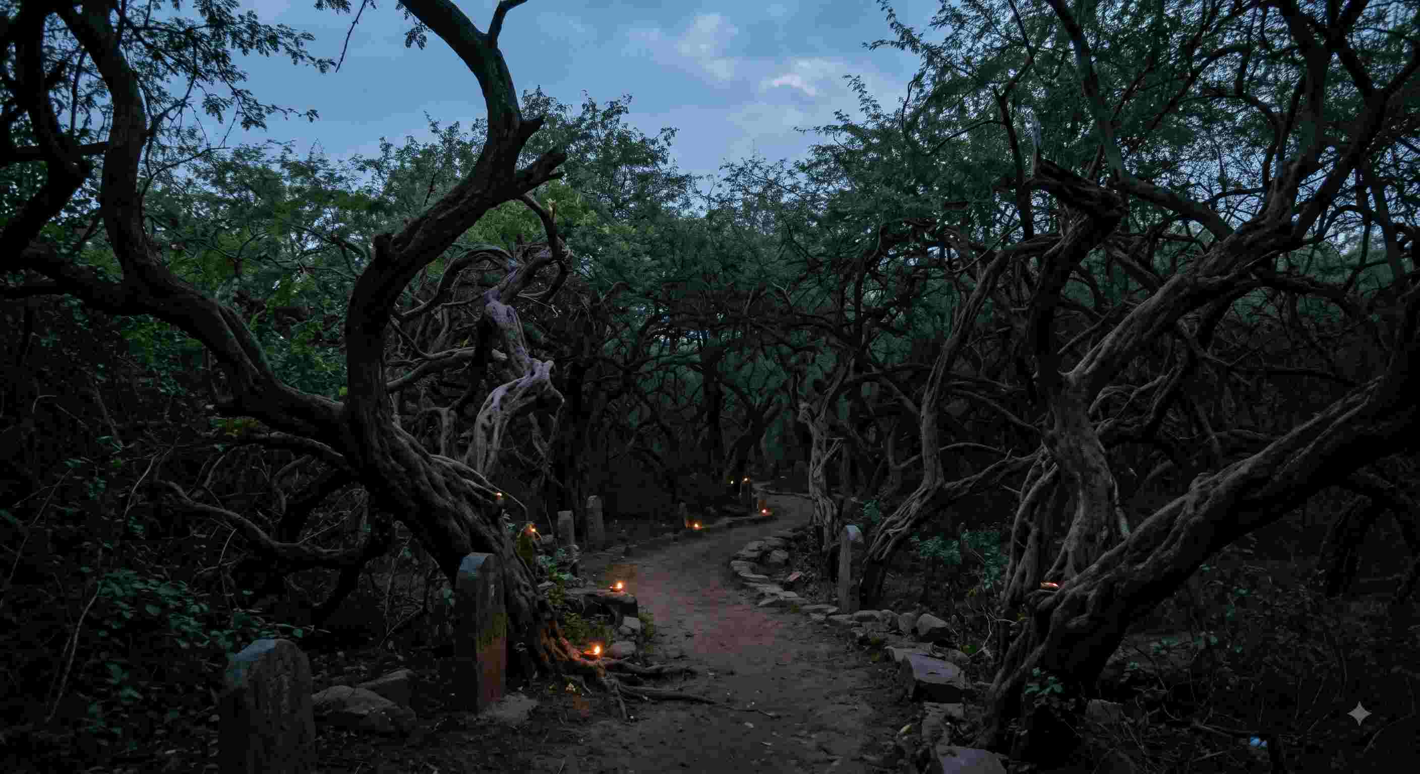 Mysterious tangled pairs of Tulsi trees in Nidhivan Vrindavan where Krishna performs Raas Leela