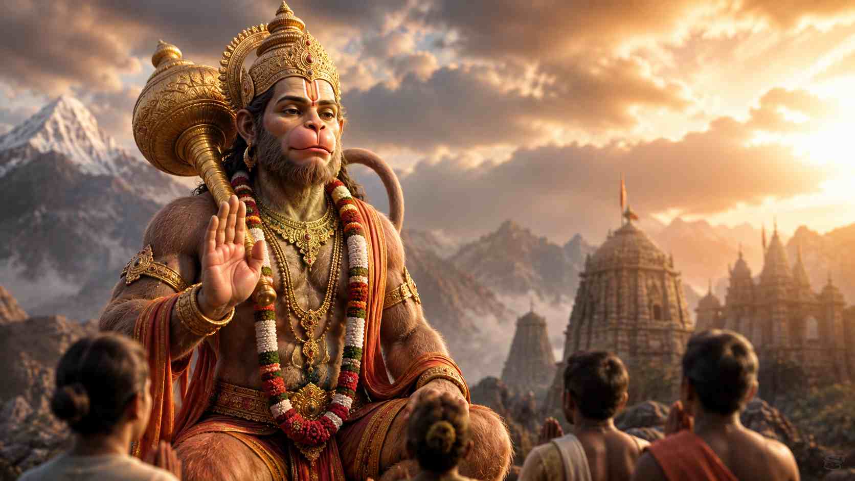 Lord Hanuman carrying the Sanjeevani mountain
