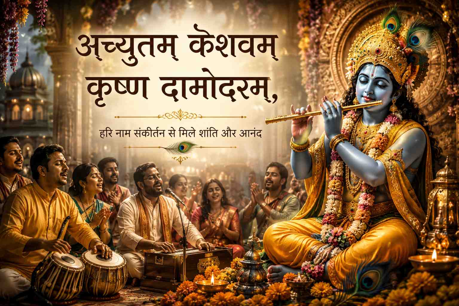 Lord Krishna Playing Flute - Achyutam Keshavam Bhajan