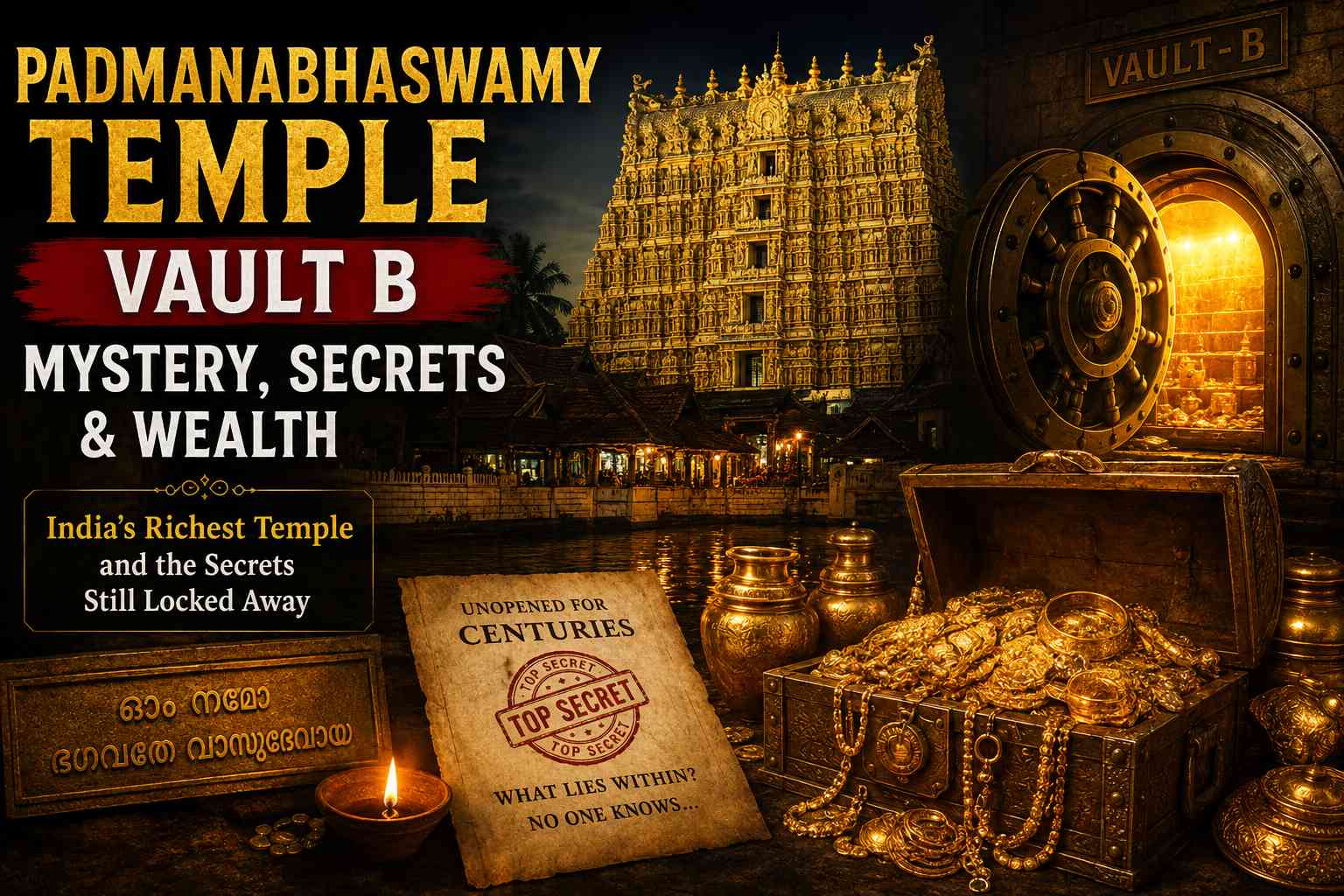 కేరళ తిరువనంతపురంలోని శ్రీ పద్మనాభస్వామి ఆలయ స్వర్ణ గోపురం మరియు పవిత్ర ఆలయ ప్రాంగణం