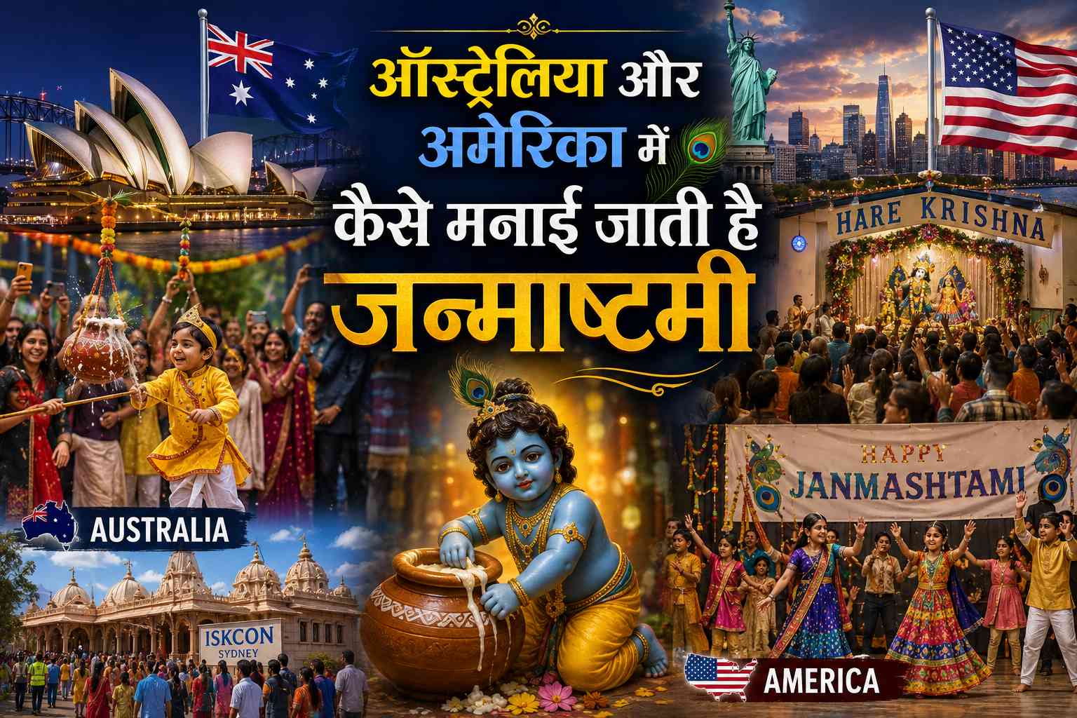 Janmashtami celebration abroad with swing and laddu gopal