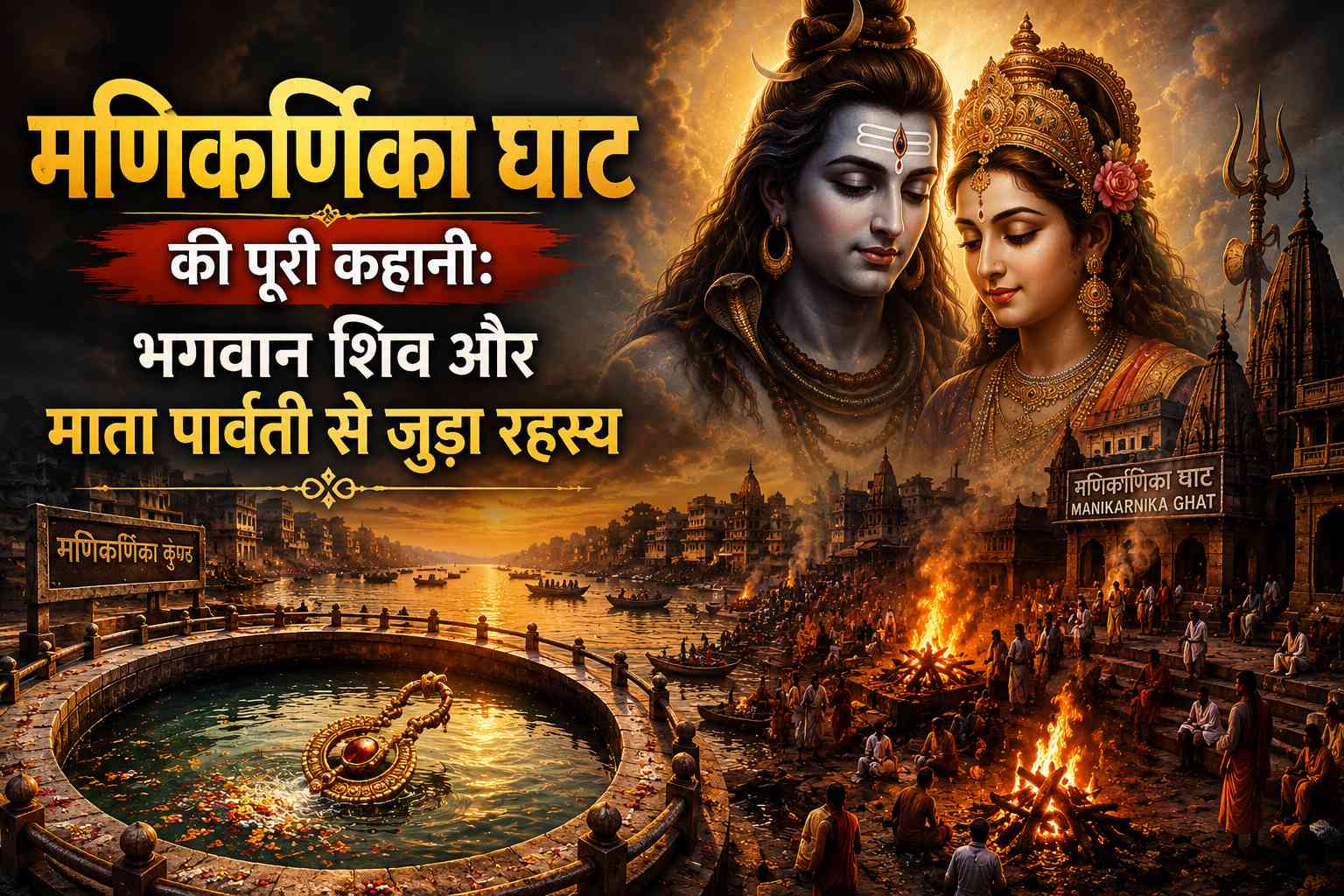 Divine depiction of Lord Shiva and Goddess Parvati at Manikarnika Ghat Varanasi
