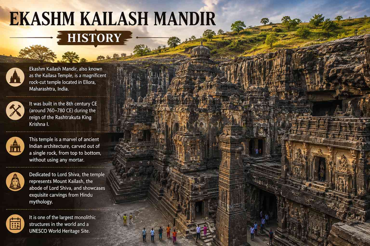 एकाश्म कैलाश मंदिर की ऐतिहासिक नक्काशी