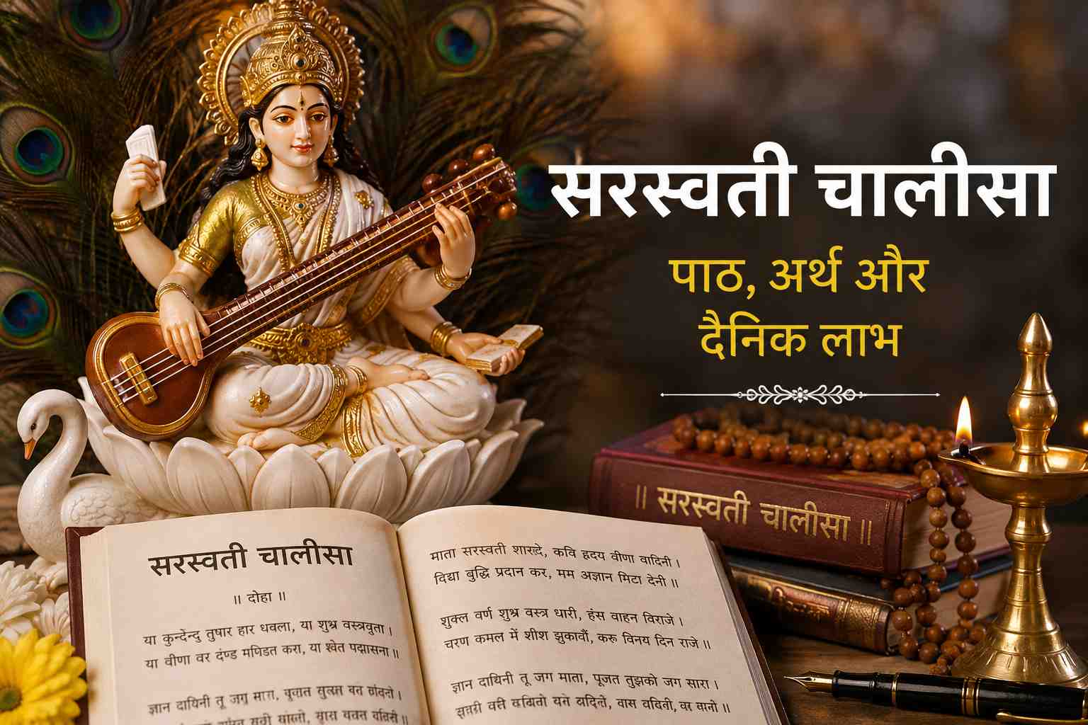 Goddess Saraswati playing the Veena - Saraswati Chalisa