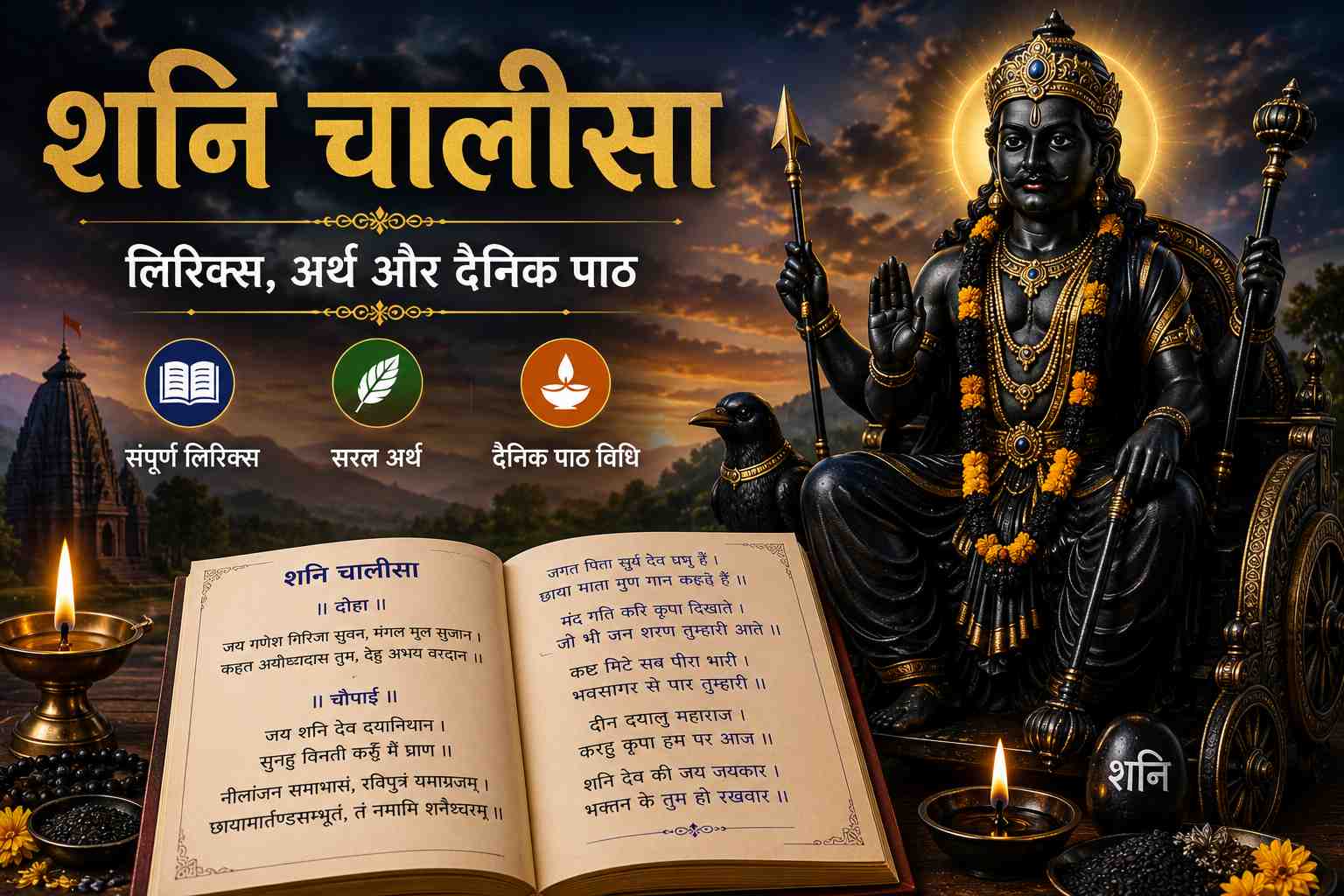 Lord Shani Dev blessing devotees - Shani Chalisa