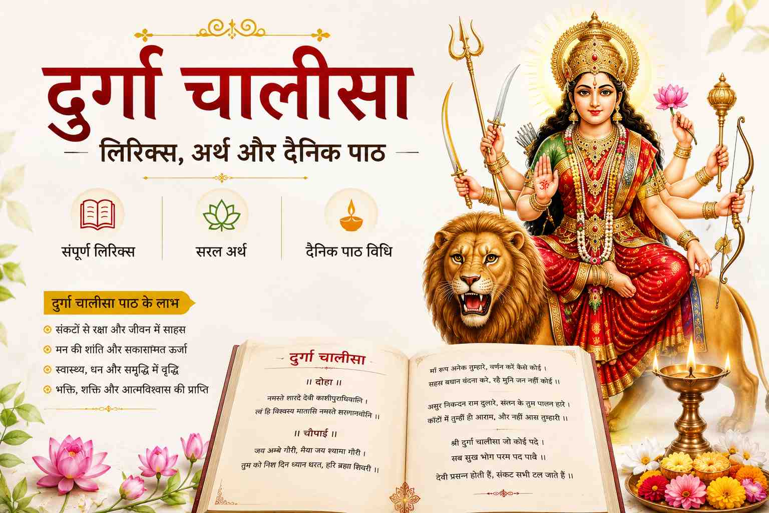 Goddess Durga on her lion mount - Durga Chalisa