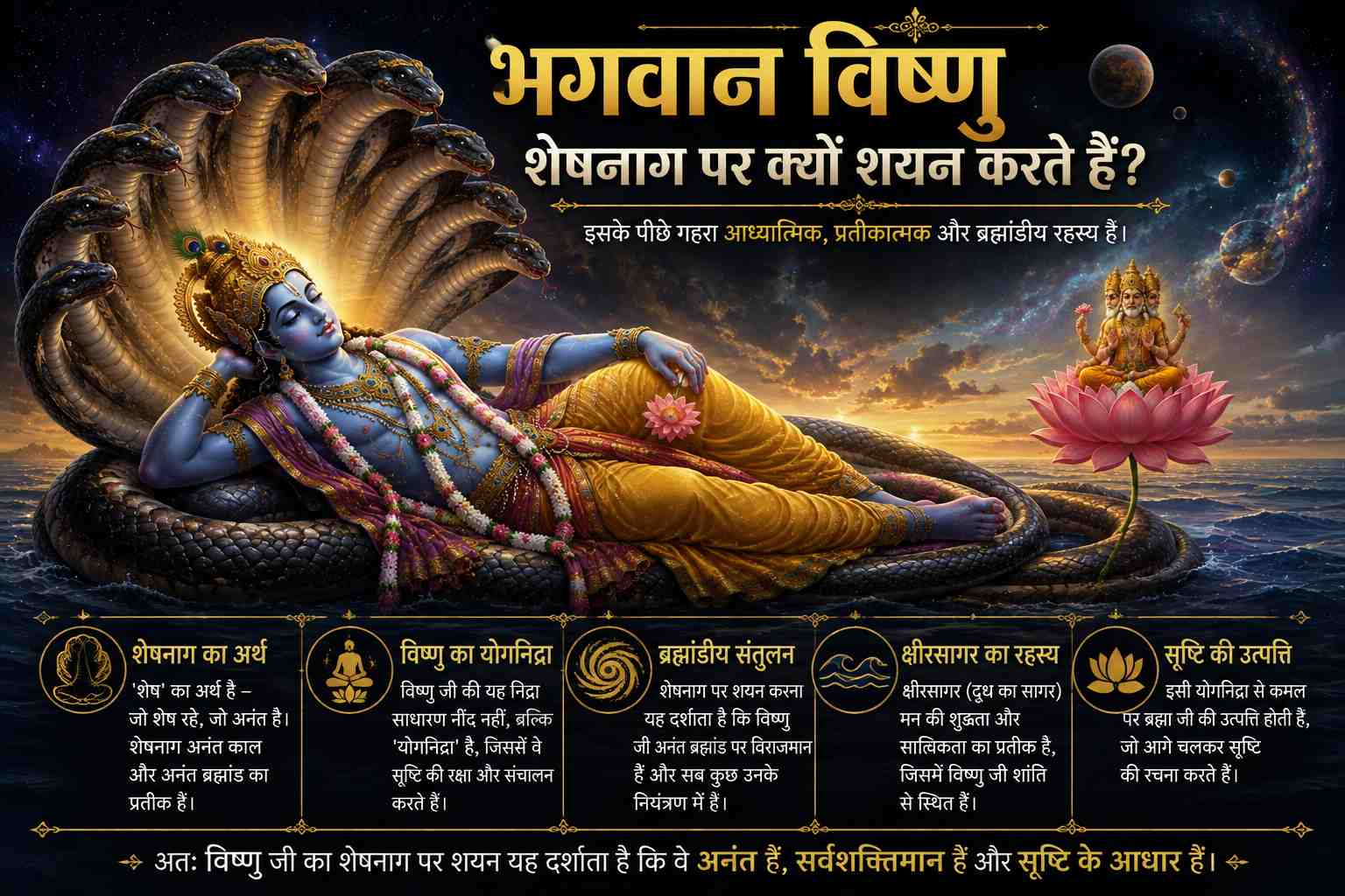 Lord Vishnu resting on Sheshnag