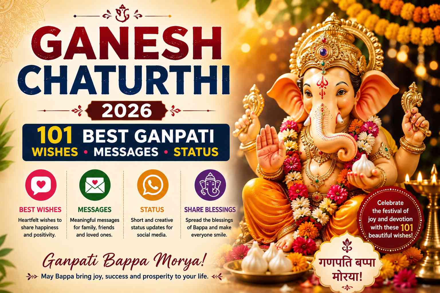 Lord Ganesha festival celebration and greetings illustration for 2026