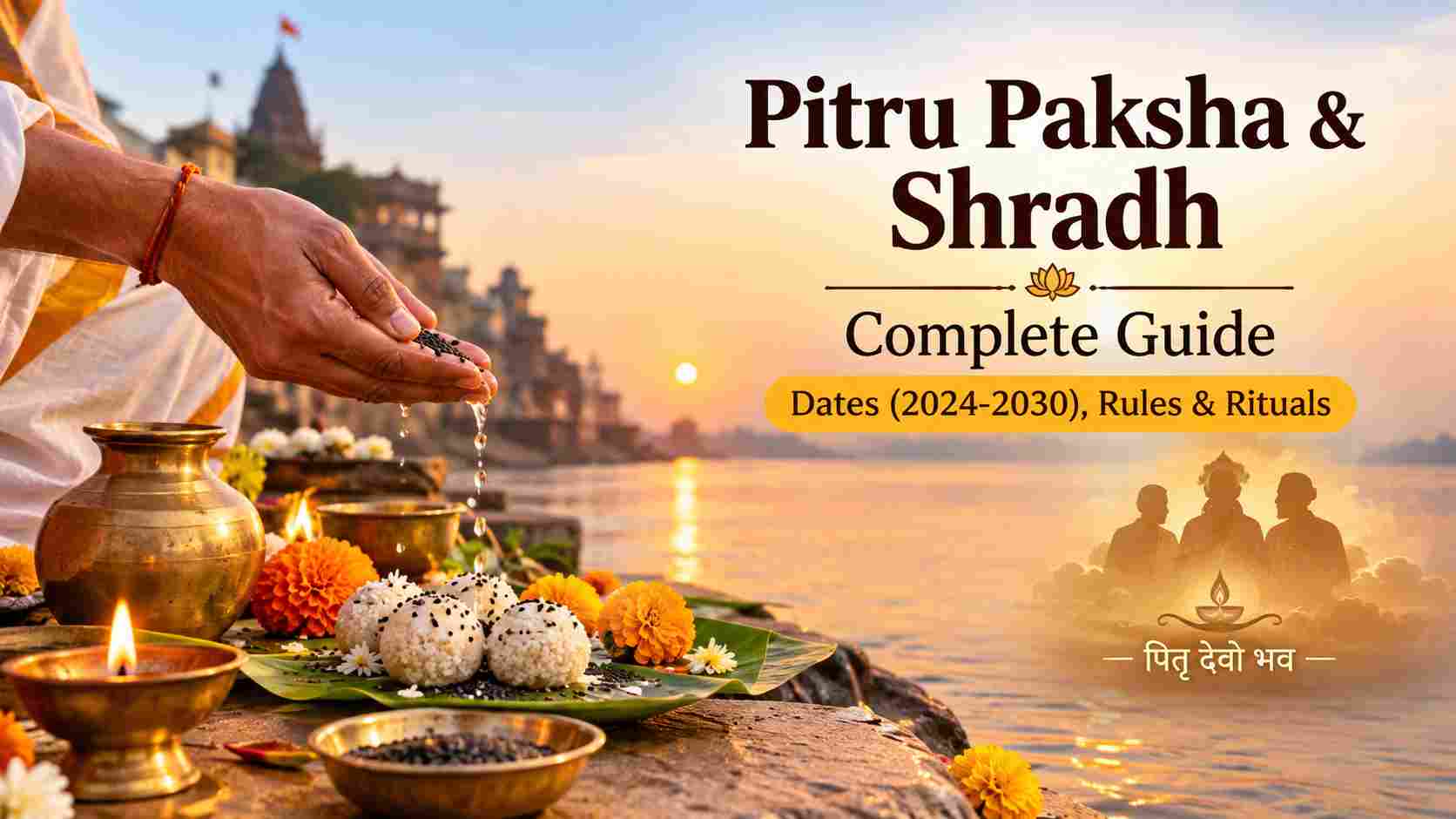 Devotee performing Tarpan during Pitru Paksha