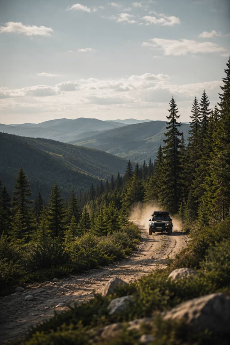 Toyota Hilux podczas wyprawy 4x4 w górach