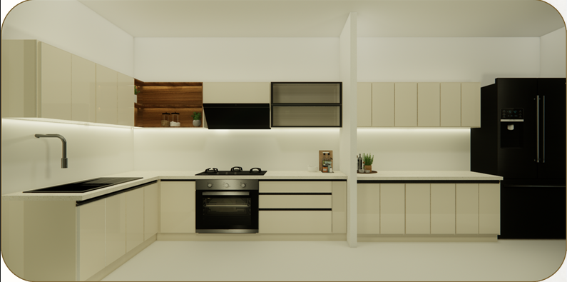 Modern kitchen and utility interior project by AR Constructions & Realtors