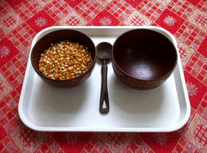 Transferring corn kernels with a spoon