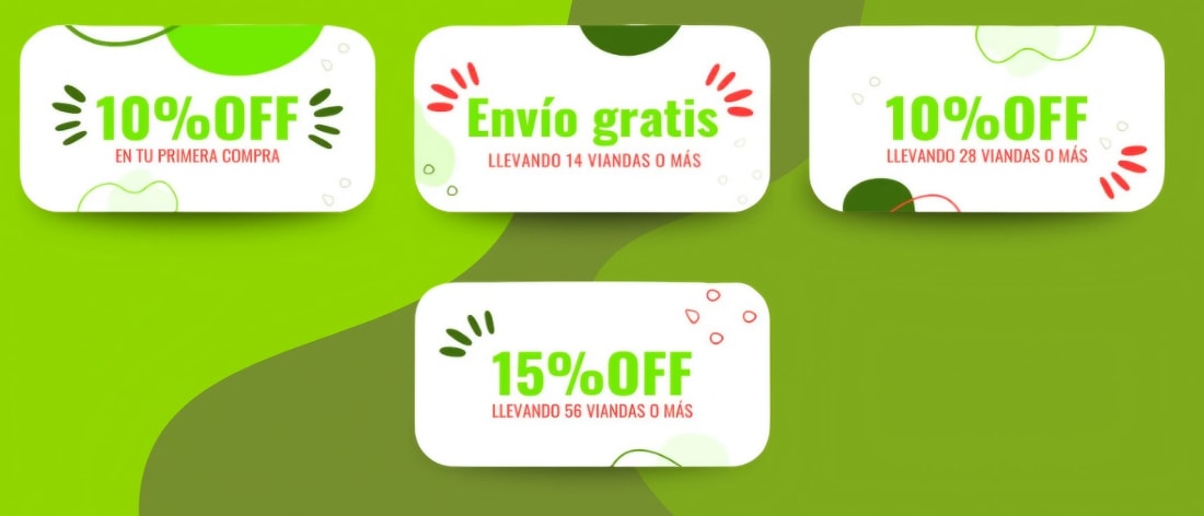 Viandas congeladas envasadas al vacío