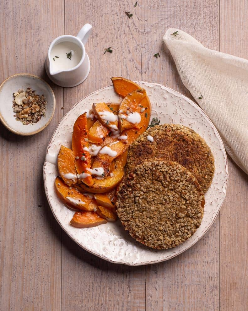Hamburguesas de lentejas con calabazas