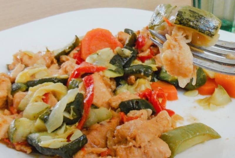 Verduras con tenedor